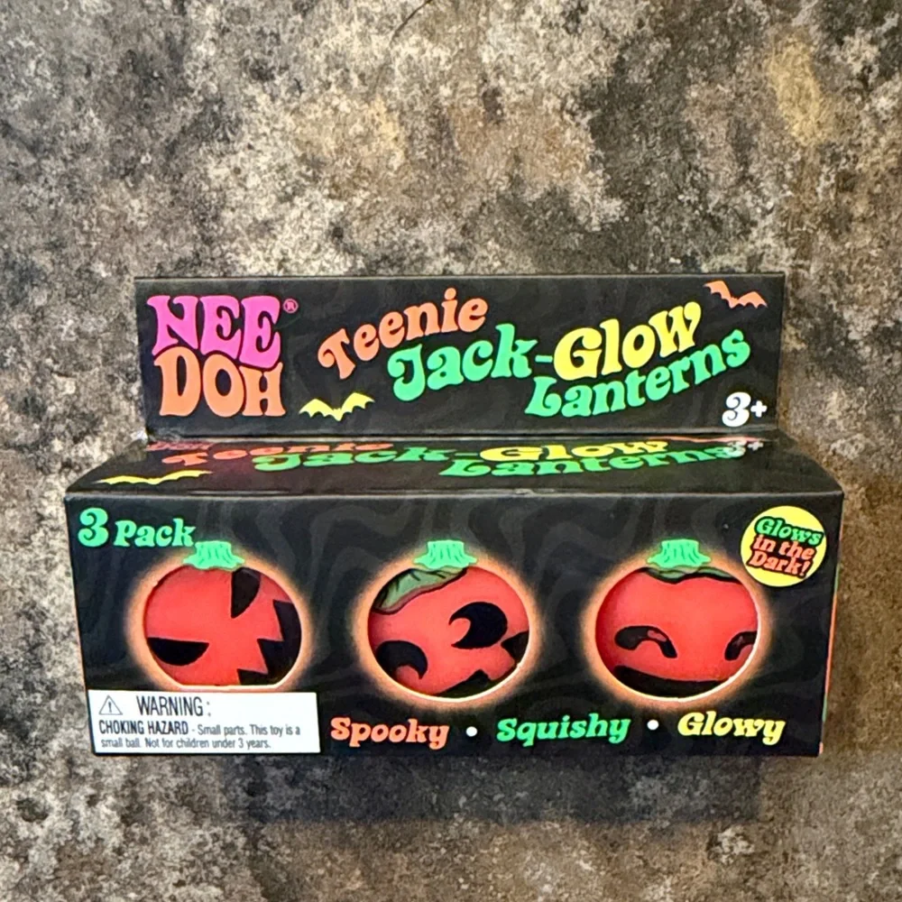 Nee Doh Jack-Glow Pumpkin Lanterns (3 Pack) & Nee Doh Jack-Glow Lantern (Orange)
